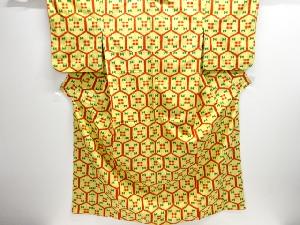 亀甲に抽象模様織出し手織り紬着物